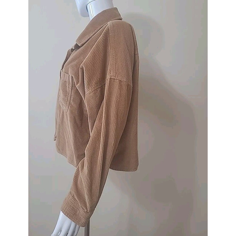 American Eagle Womens Ribbed Crop Top Size Medium Tan Beige Light Brown - Picture 2 of 9